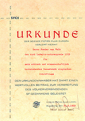 Urkunde kurd-lasswitzautorenpreis 1959
